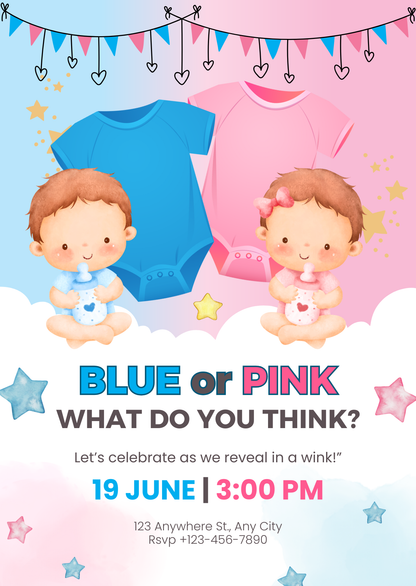 Baby Reveal Invitation Cards | Gender Reveal Invite