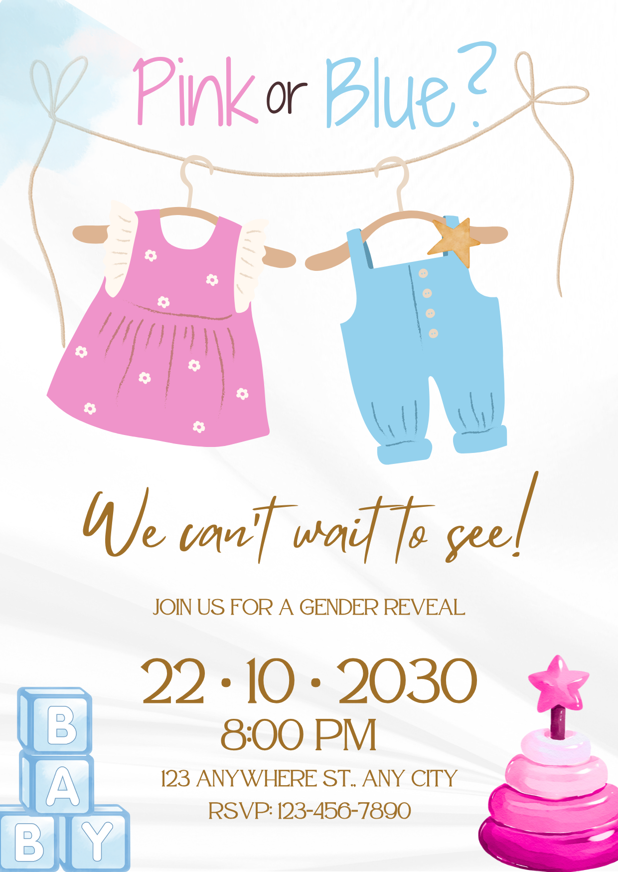 Gender Reveal Party Invitations | Printable Invite