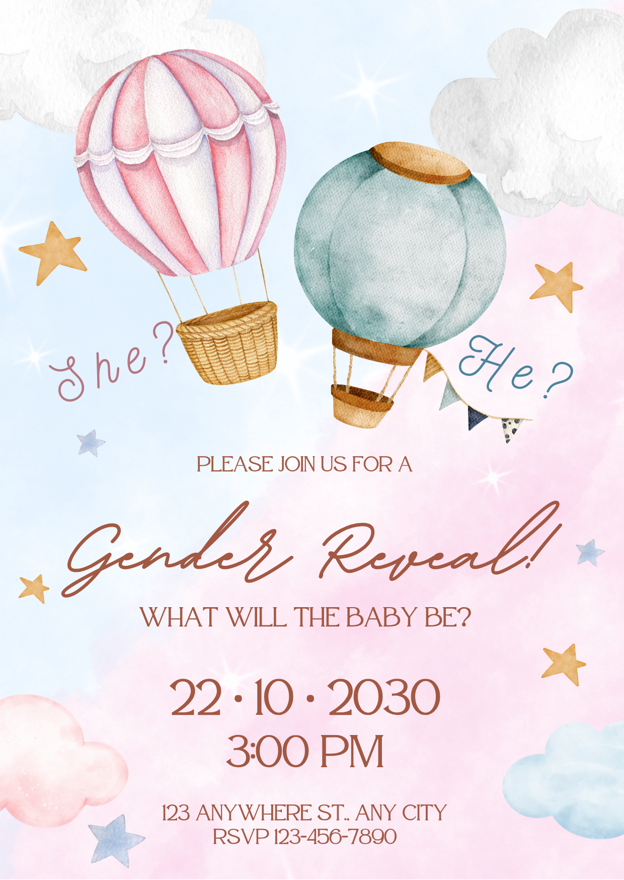 Cute Gender Reveal Invitations | Editable Templates