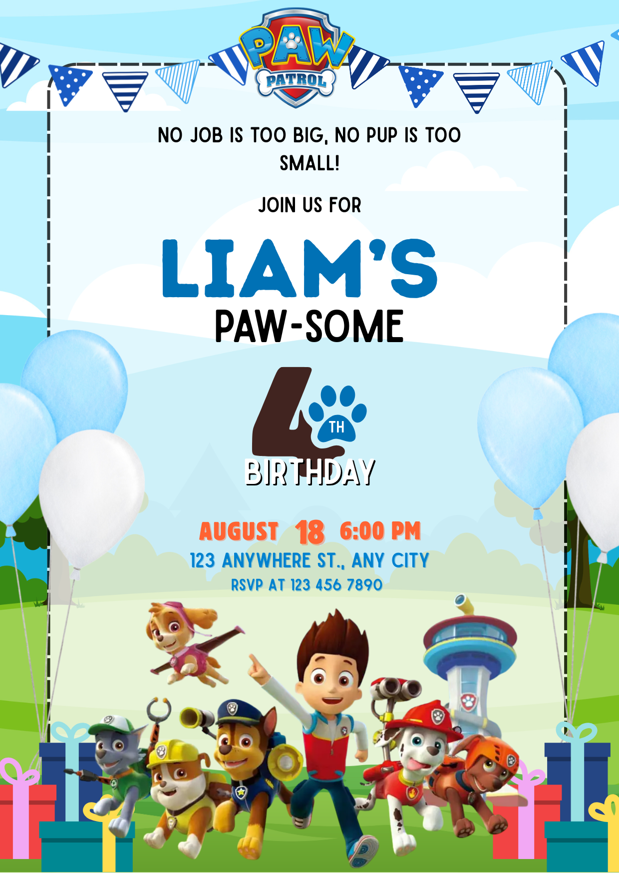 Rescue Pup Party Invitation – Printable & Editable Birthday Invite Template