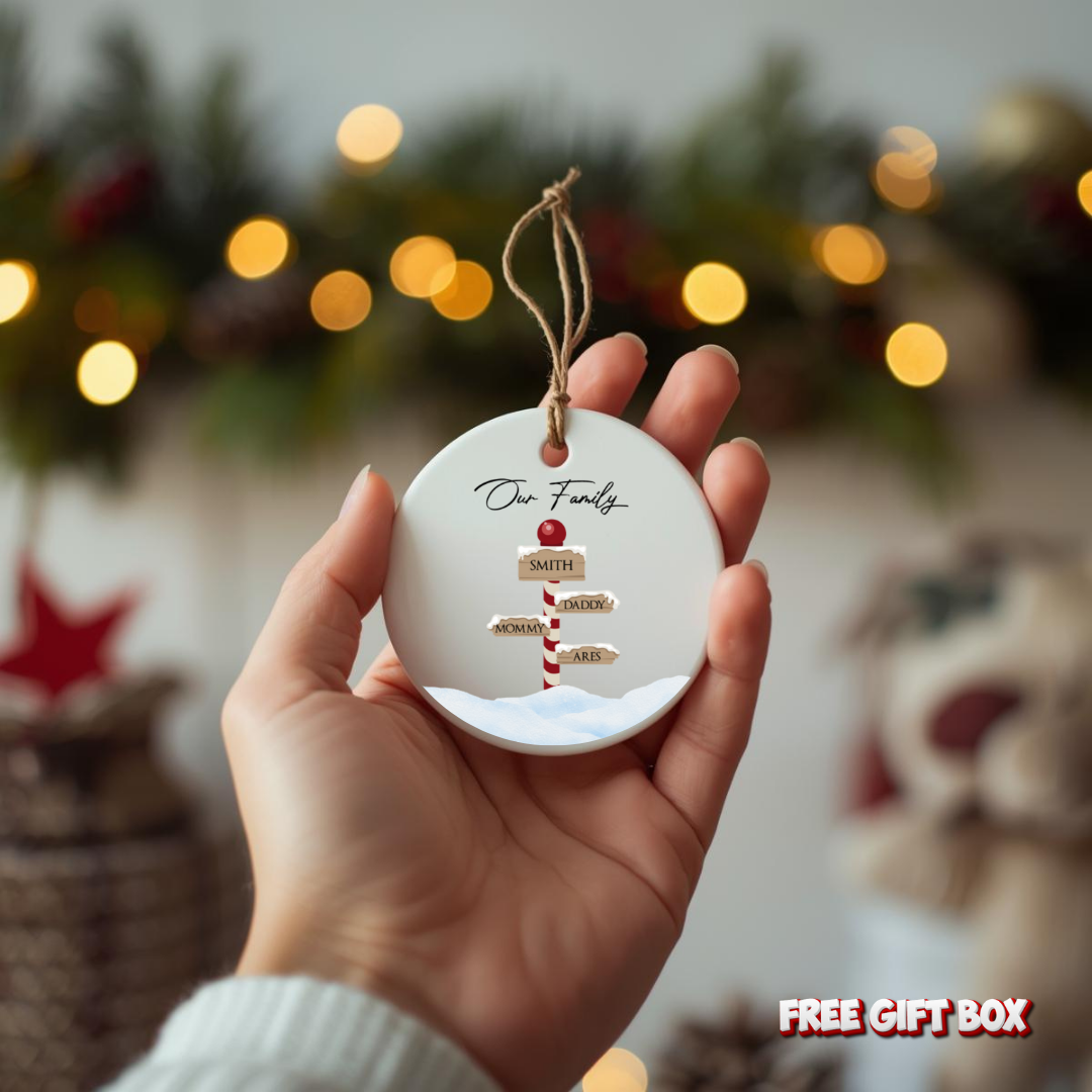 Personalized North Pole Family Ceramic Ornament