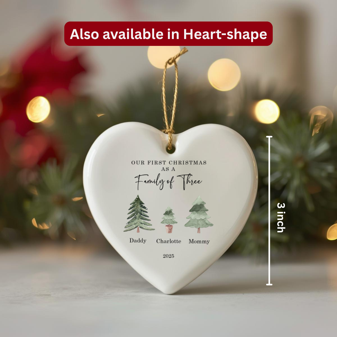Personalized Family of 3 Ceramic Ornament