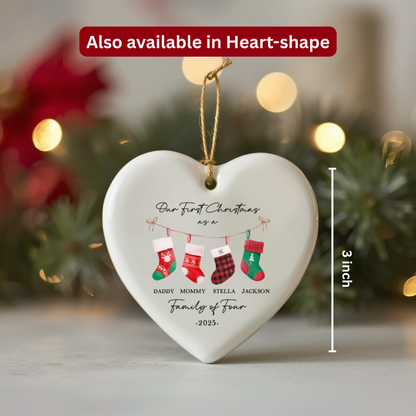 Personalized Family of 4 Christmas Ceramic Ornament