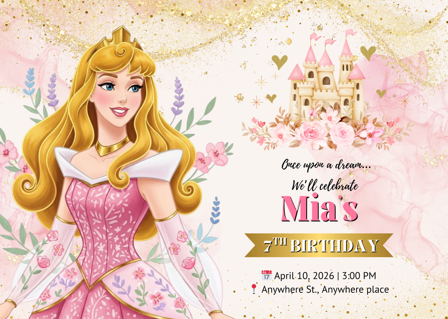Sleeping Beauty Birthday Invite | Fairytale Princess Party Invitation