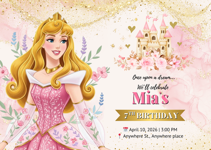 Sleeping Beauty Birthday Invite | Fairytale Princess Party Invitation