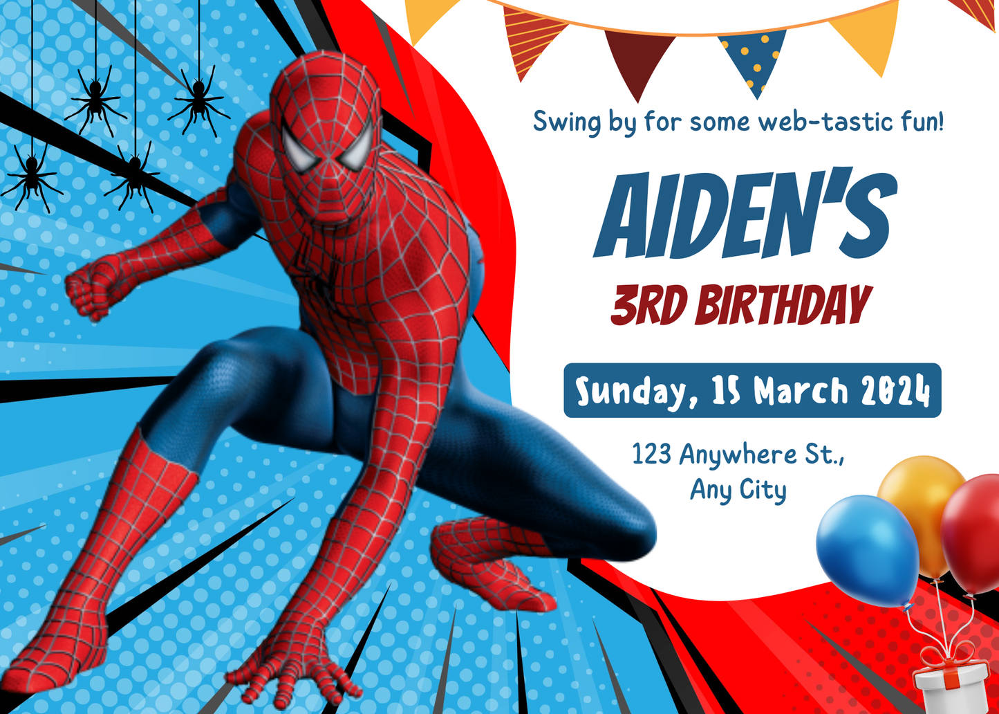 Editable Superhero Invitation | Spiderman-Inspired Party Template | Boys Birthday Download