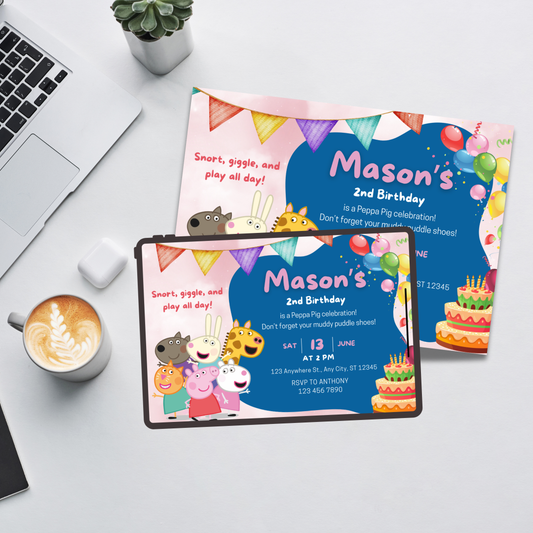 Cute Pink Farm Birthday Invitation Template | Editable Canva Design