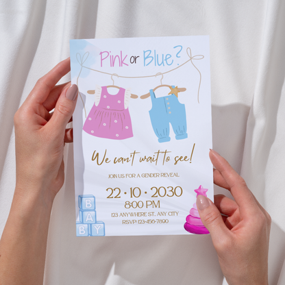 Gender Reveal Party Invitations | Printable Invite