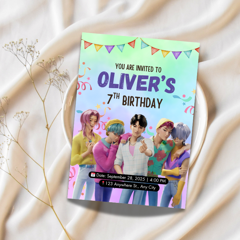 Saja Boys Birthday Invitation Custom Design Template