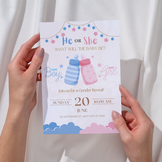 Editable Gender Reveal Invitations | Instant Download