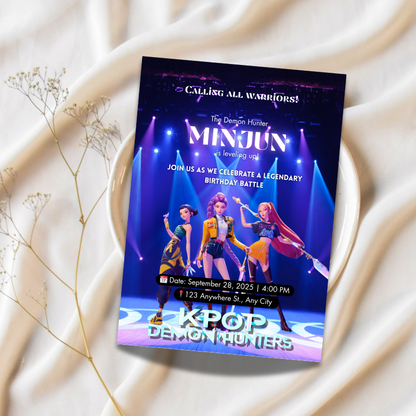 KPOP Demon Hunter Birthday Invitation Template