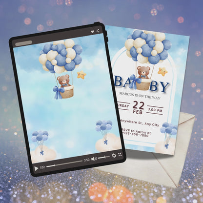 Customizable Printable Baby Shower Canva Invitation Template